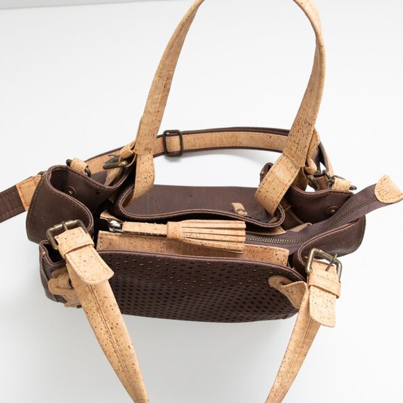 Artelusa Cork Handbag Laser Cut Purse Crossbody Shoulder Bag Tan Brown - Picture 7 of 16